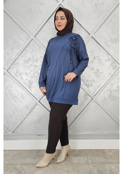 Kadın Çiçekli Nervür Dikim Detaylı Tesettür Tunik fiyatları