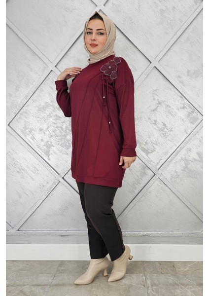 Kadın Çiçekli Nervür Dikim Detaylı Tesettür Tunik fiyatları