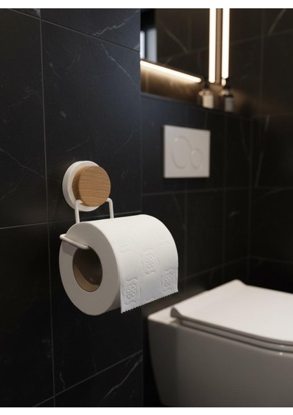 7 Parça Set Kare Mina Banyo Seti , Havluluk ve Wc Kağıtlık Beyaz-Ahşap indirimleri