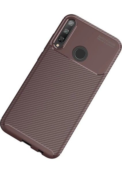 P40 Lite E Kılıf Auto Focus Karbon Kapak - Kahverengi fiyatları