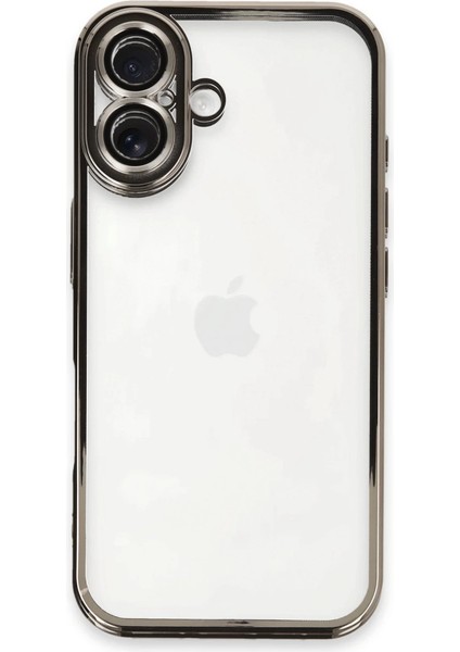 Iphone 16 Kılıf Lensli Silikon - Titanyum Gri