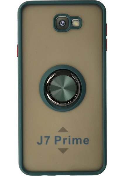 J7 Prime Kılıf Montreal Yüzüklü Silikon Kapak - Yeşil