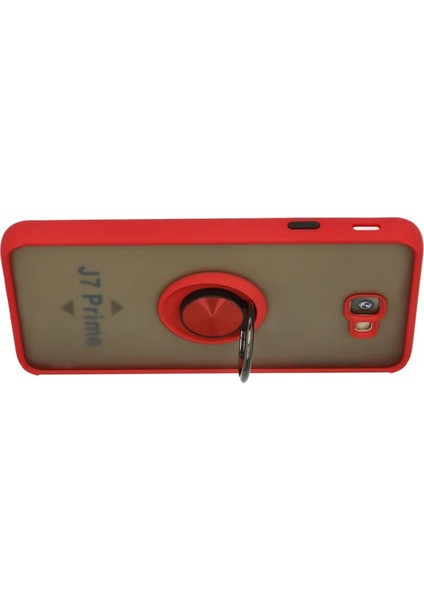 J7 Prime Kılıf Montreal Yüzüklü Silikon Kapak - Kırmızı modelleri