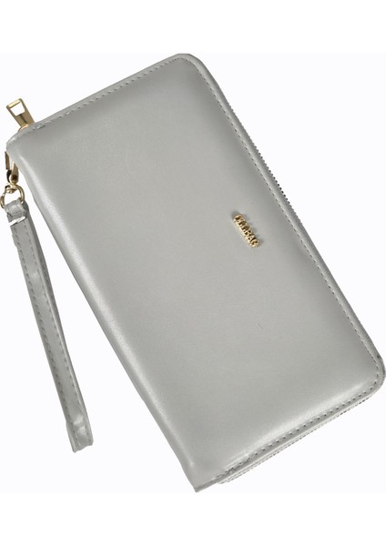 1018 Cilt Büyük Boy Cüzdan / Clutch Çanta Gri