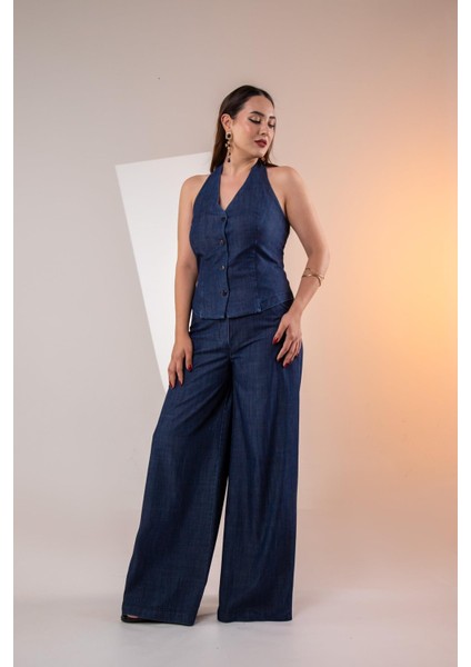 Kadın Büyük Beden Yeleği Gipeli 2'li Takım Lacivert