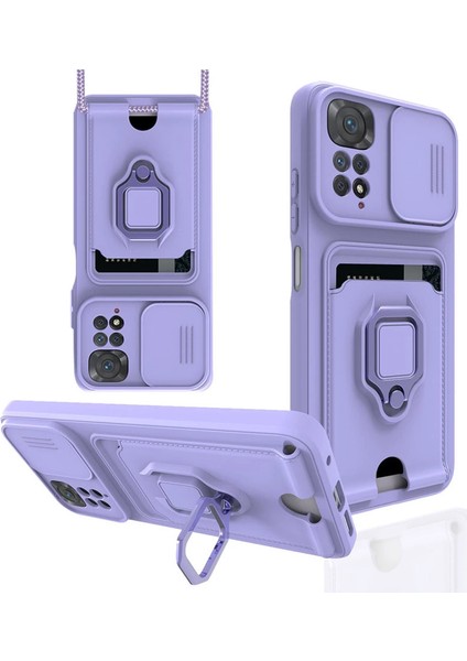 Redmi Note 11 Kılıf Zuma Kartvizitli Yüzüklü Silikon - Lila