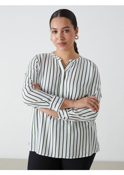 Yeni Sezon Kaçık Yaka Çizgili Kadın Bluz fiyatları