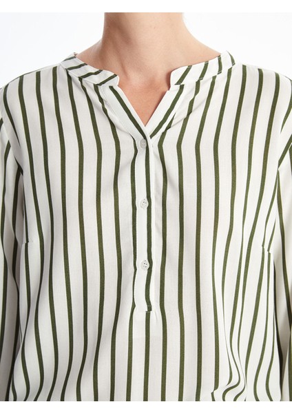 Yeni Sezon Kaçık Yaka Çizgili Kadın Bluz fırsatları