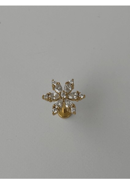 Kar Tanesi Şeklinde Taşlı Gold Piercing fiyatları