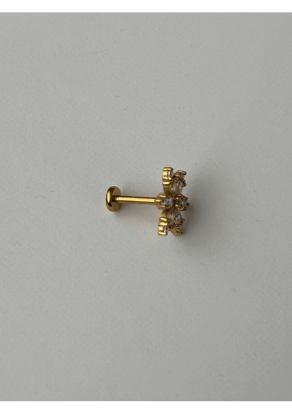 Kar Tanesi Şeklinde Taşlı Gold Piercing fırsatları