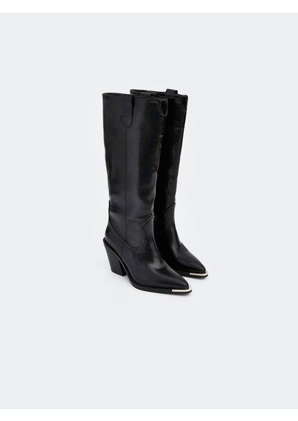 Yeni Sezon Deri Görünümlü Kadın Çizme