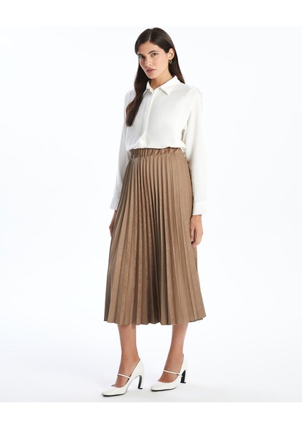 Yeni Sezon Beli Lastikli Pileli Kadın Etek