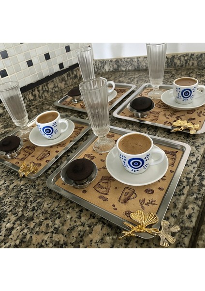 40 Adet 20X20 Kahve Sunum Kağıdı Kahve Tepsi Servis Altlığı