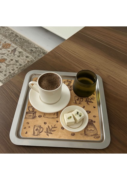 40 Adet 20X20 Kahve Sunum Kağıdı Kahve Tepsi Servis Altlığı modelleri