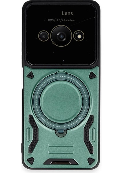 Poco C61 Kılıf Joy Lens Standlı Kapak - Koyu Yeşil