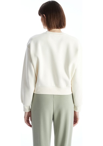 Yeni Sezon Bisiklet Yaka Baskılı Oversize Kadın Kalın Sweatshirt fırsatları