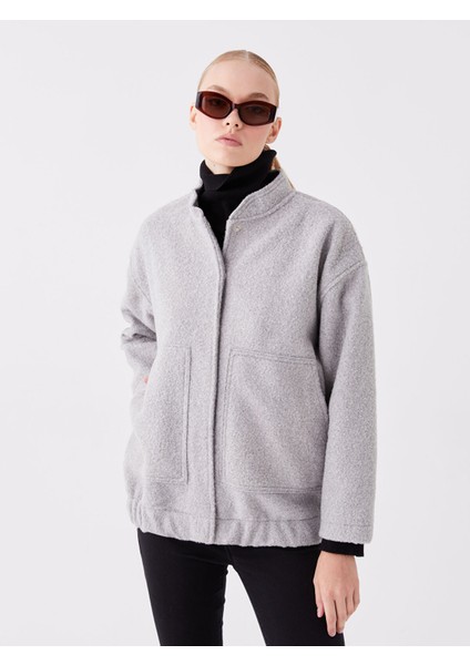 Yeni Sezon Dik Yaka Düz Oversize Kadın Kaşe Kaban