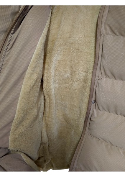 Kız Çocuk Kapüşonu Bilek Kısımları Kürklü Peluş Astarlı Midi Boy Vizon Renk Mont indirimleri