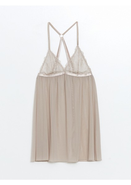 Yeni Sezon V Yaka Dantel Detaylı Askılı Kadın Fantezi Gecelik