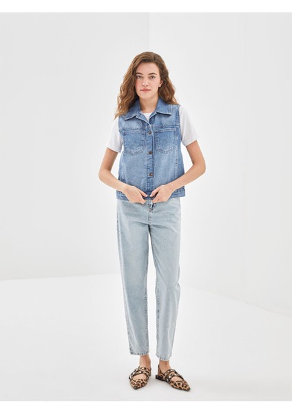 Yeni Sezon Gömlek Yaka Kadın Jean Yelek fiyatları