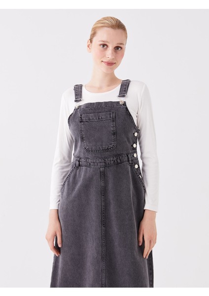 Yeni Sezon Kare Yaka Düz Askılı Kadın Jean Elbise fiyatları