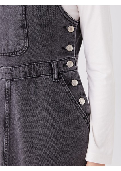 Yeni Sezon Kare Yaka Düz Askılı Kadın Jean Elbise fırsatları