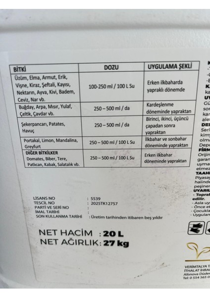 Ranitcal 20LT Sıvı Kalsiyum Nitrat Gübre Çözeltisi fiyatları