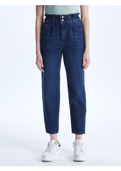 Yeni Sezon Beli Lastikli Slouchy Fit Kadın Jean Pantolon modelleri