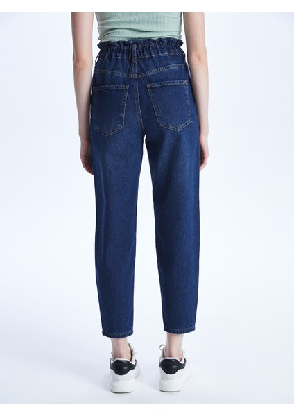 Yeni Sezon Beli Lastikli Slouchy Fit Kadın Jean Pantolon fırsatları