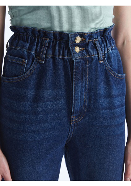 Yeni Sezon Beli Lastikli Slouchy Fit Kadın Jean Pantolon indirimleri