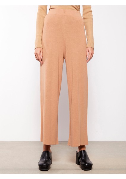 Yeni Sezon Kadın Beli Lastikli Düz Triko Pantolon modelleri