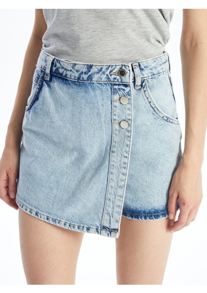 Yeni Sezon Kadın Standart Fit Düz Jean Şort Etek modelleri