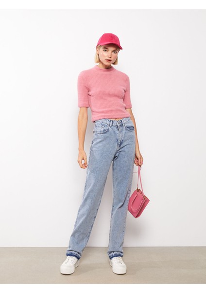 Yeni Sezon Yarım Balıkçı Yaka Düz Kısa Kollu Kadın Triko Kazak modelleri