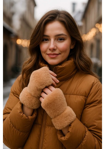 Kadın Kesik Peluş Eldiven Eld-33 Vizon modelleri