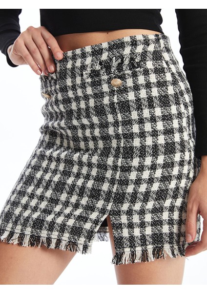 Yeni Sezon Beli Fermuarlı Ekose Kadın Etek modelleri