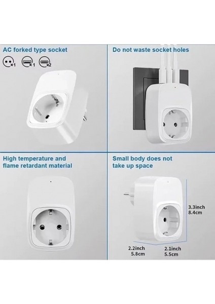 Tekli Yüksek Voltaj Korumalı Duvar Prizi 2x Type-C 1x USB Çıkışlı Priz Grup Priz Çoğaltıcı Beyaz modelleri