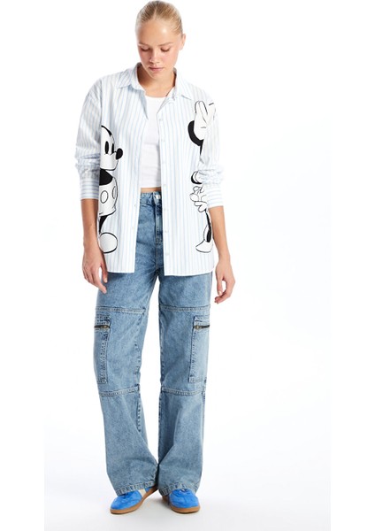 Yeni Sezon Mickey Mouse Baskılı Uzun Kollu Kadın Gömlek fiyatları
