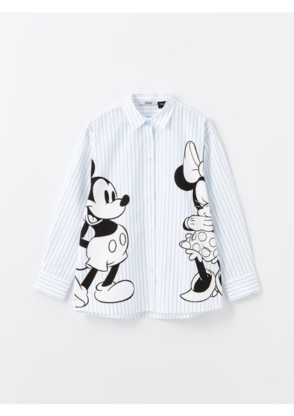 Yeni Sezon Mickey Mouse Baskılı Uzun Kollu Kadın Gömlek indirimleri