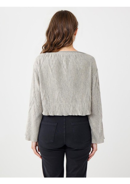 Bej Rahat Kesim Kayık Yaka Yumuşak Dokulu Örme Bluz indirimleri