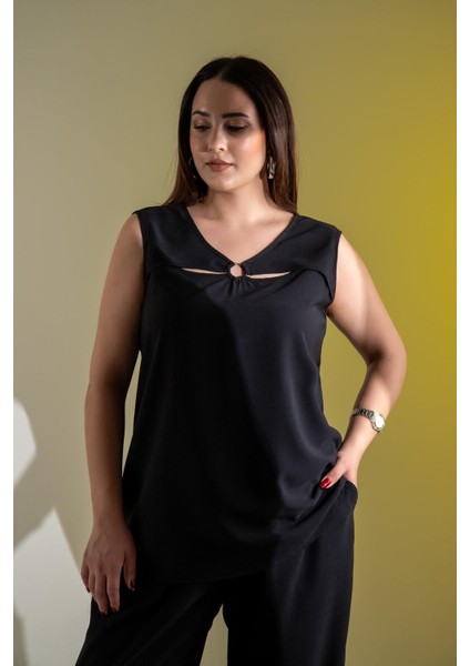 Kadın Büyük Beden Halka Detaylı 2'litakım Siyah modelleri