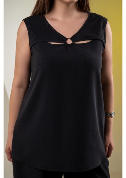 Kadın Büyük Beden Halka Detaylı 2'litakım Siyah indirimleri