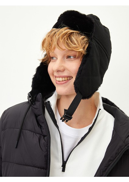 Yeni Sezon Kapitone Pelüş Detaylı Kadın Kar Şapkası