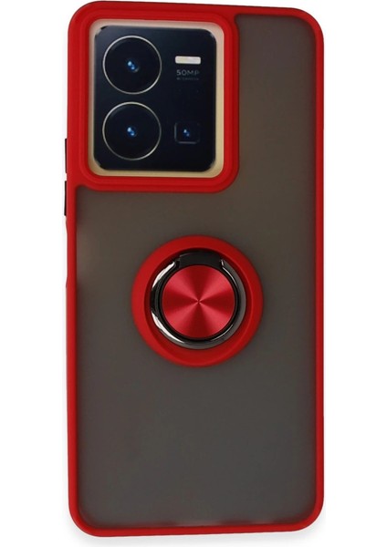Newface Y36 Kılıf Montreal Yüzüklü Silikon Kapak - Kırmızı