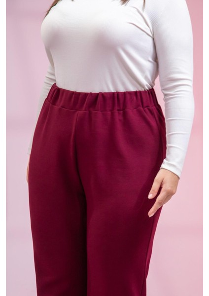 Kadın Büyük Beden Grogren Detaylı Eşofman Bordo Altı indirimleri