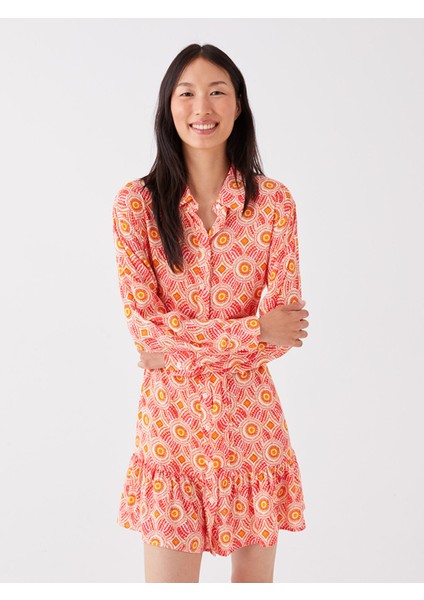 Yeni Sezon Desenli Uzun Kollu Kadın Gömlek Elbise fiyatları