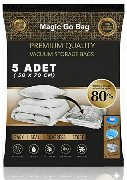 5 Adet 50 cm x 70 cm Vakumlu Poşet Vakumlu Hurç Vakumlu Torba Yorgan Yastık Hurcu7