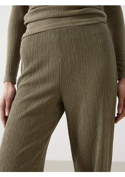 Yeni Sezon Beli Lastikli Dokulu Kadın Pantolon modelleri