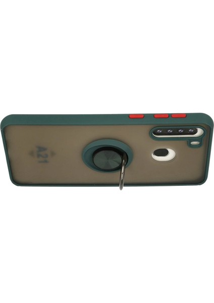 A21 Kılıf Montreal Yüzüklü Silikon Kapak - Yeşil modelleri