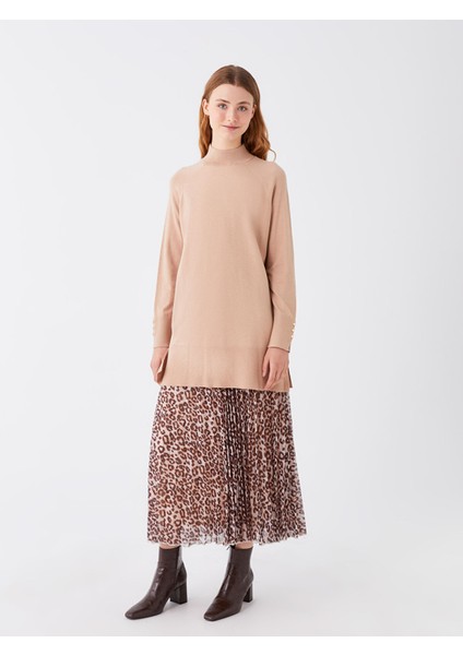 Yeni Sezon Beli Lastikli Desenli Kadın Şifon Etek