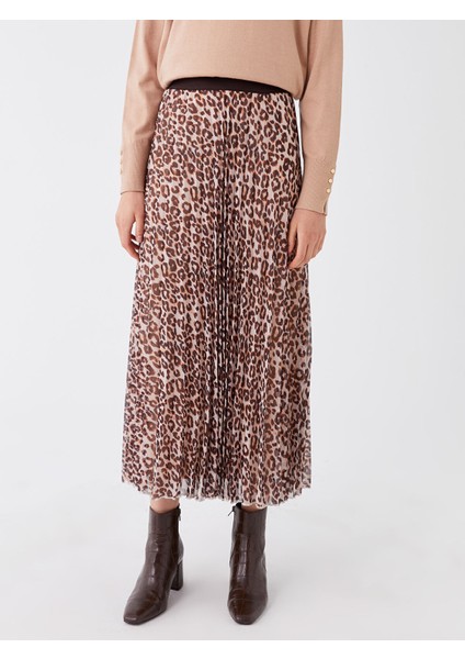 Yeni Sezon Beli Lastikli Desenli Kadın Şifon Etek modelleri